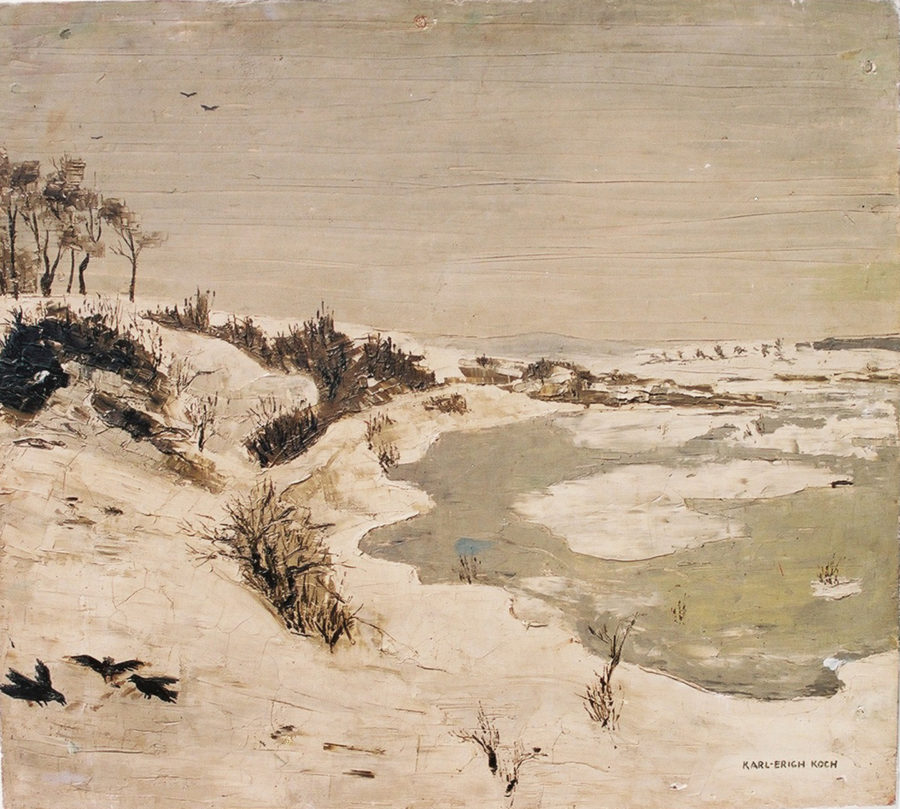 Winter an der Weichsel 2, 1942, Öl auf Sperrholz, 49 x 44 cm